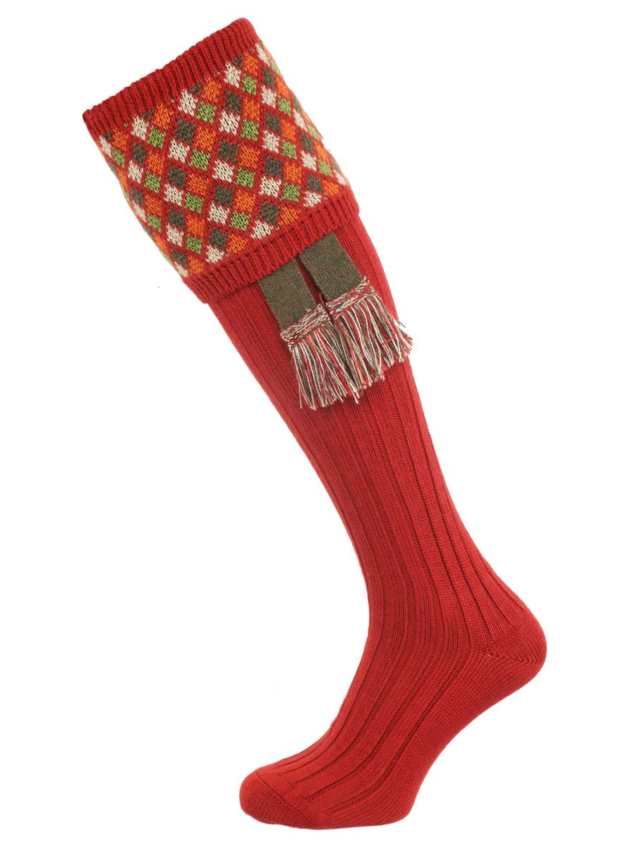 The Durlow Shooting Sock with Garter, Paprika