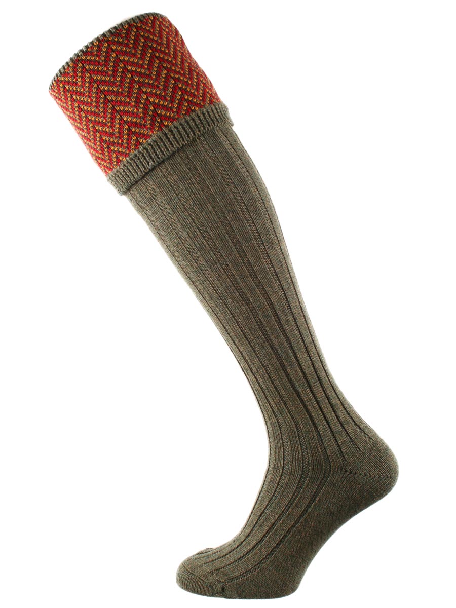 The Herringbone Shooting Sock, Bracken