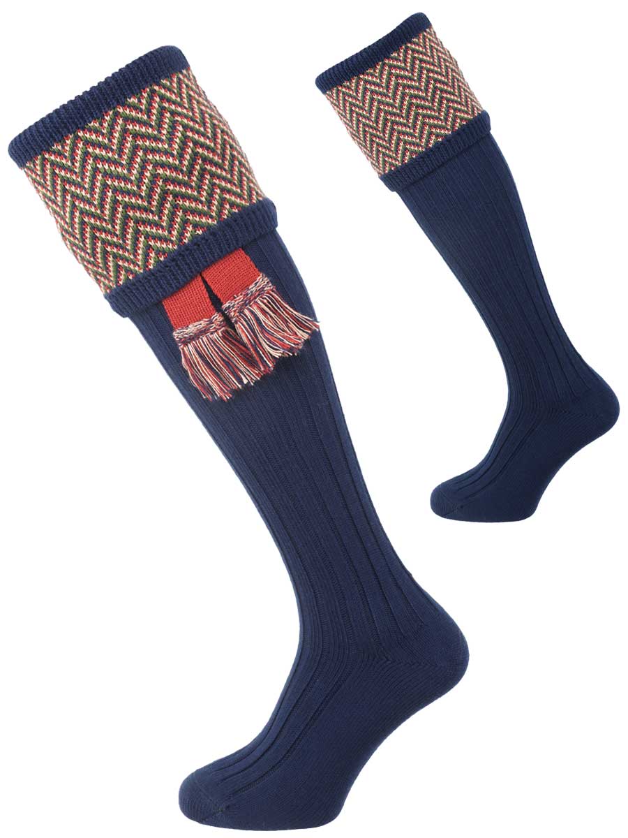 The Herringbone Shooting Sock, Navy