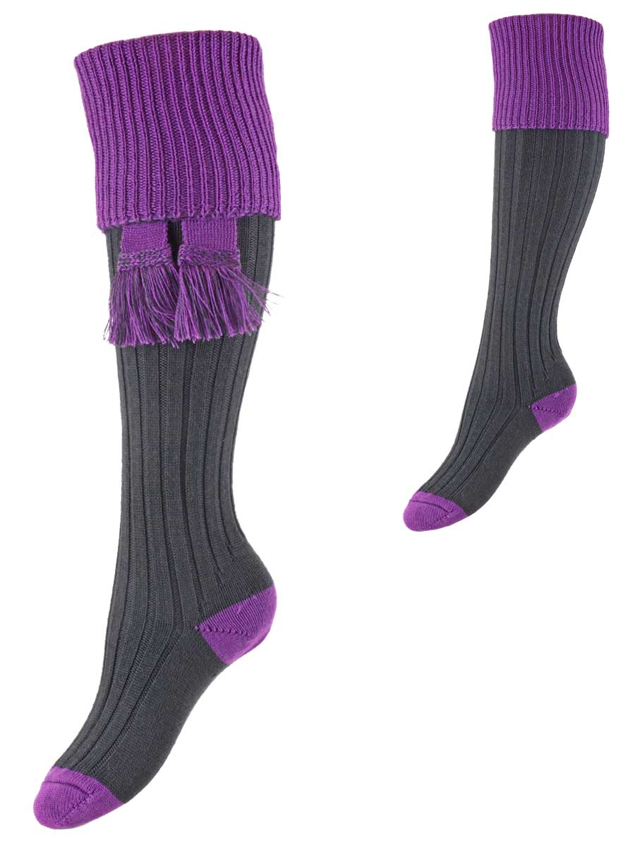 The Lady Lomond Shooting Sock, Anthracite & Orchid
