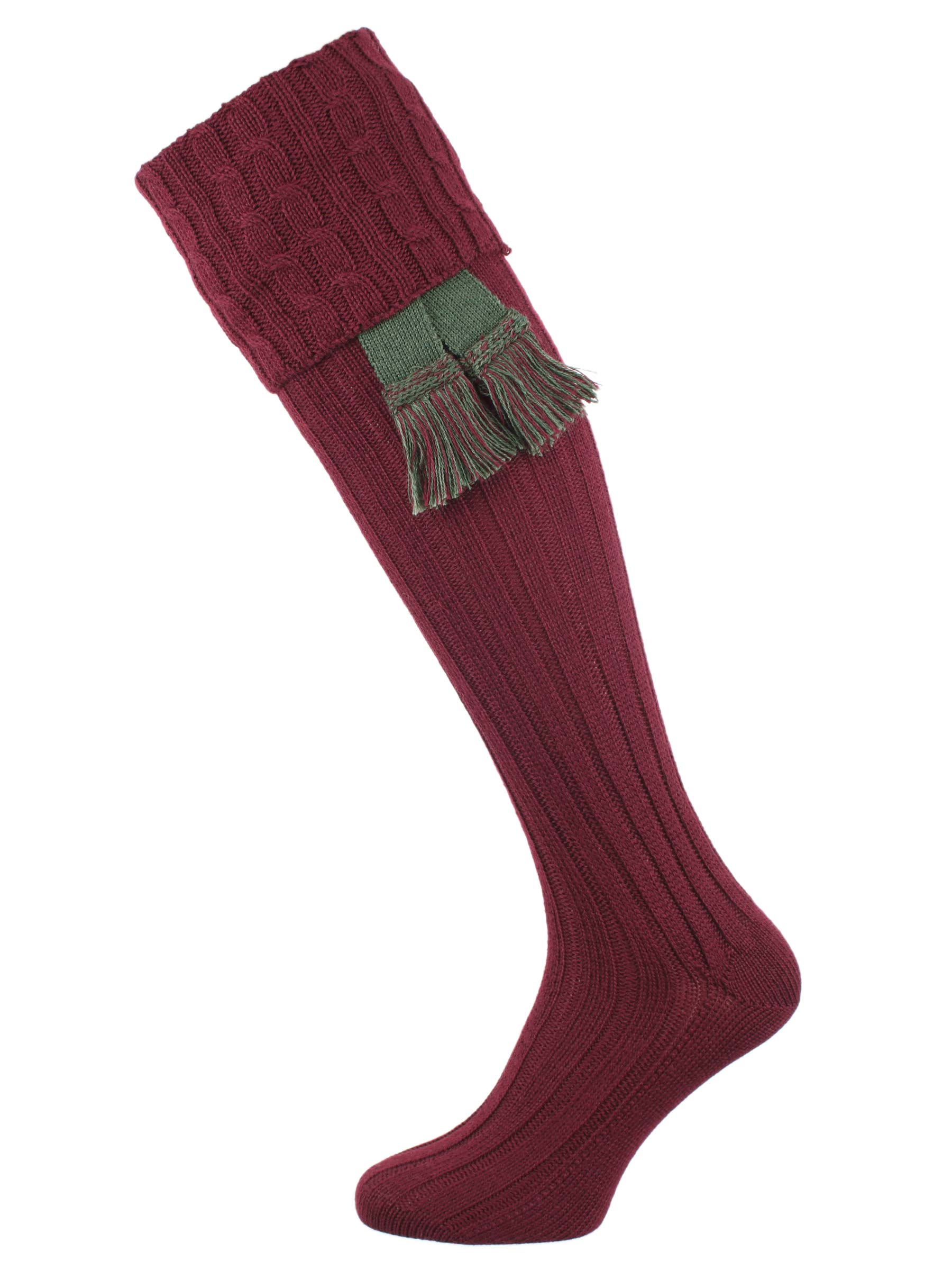 The Harris Cable Long Leg Shooting Sock, Burgundy