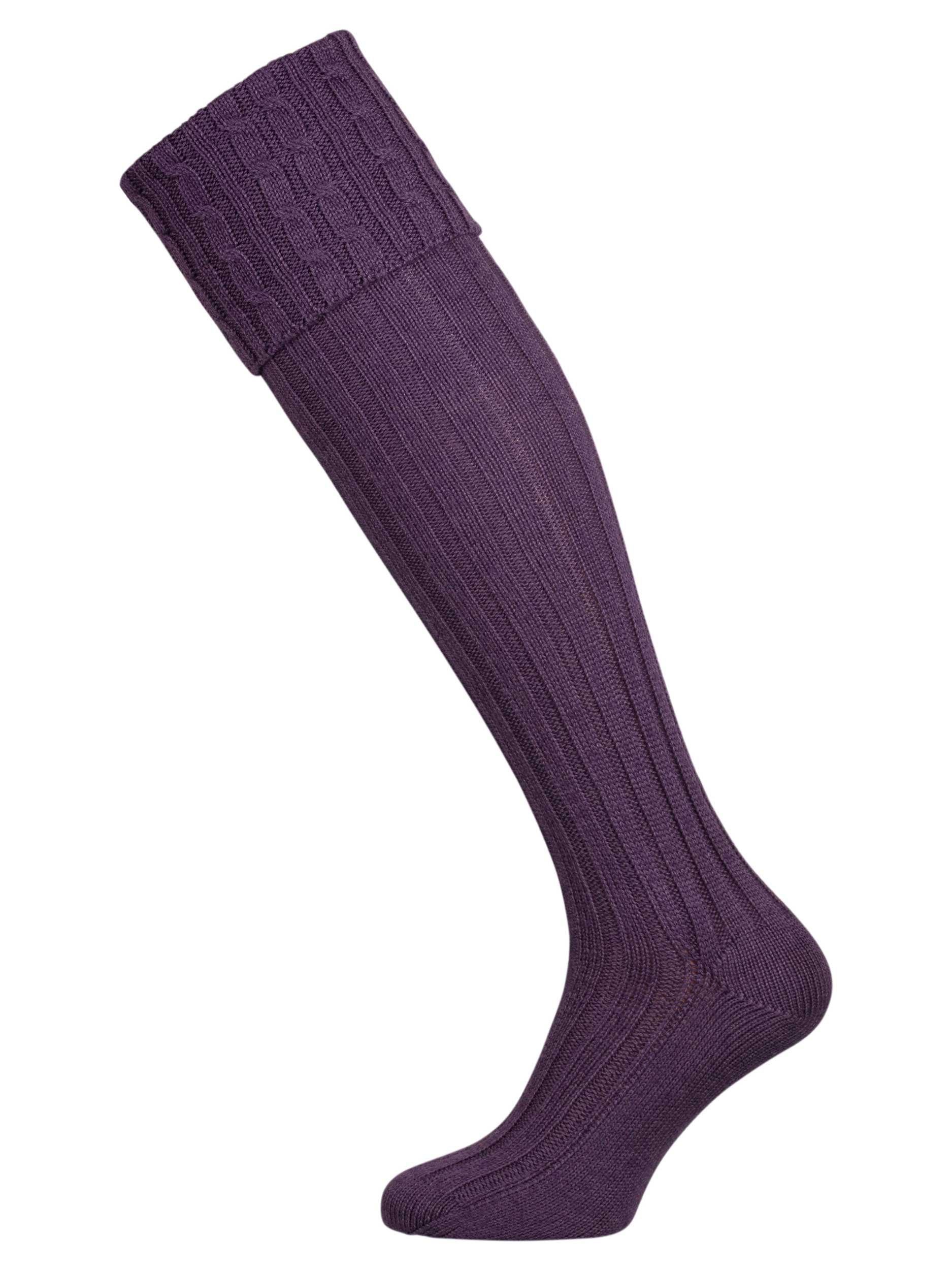 A purple shooting sock with an extra 3 inches for longer legs