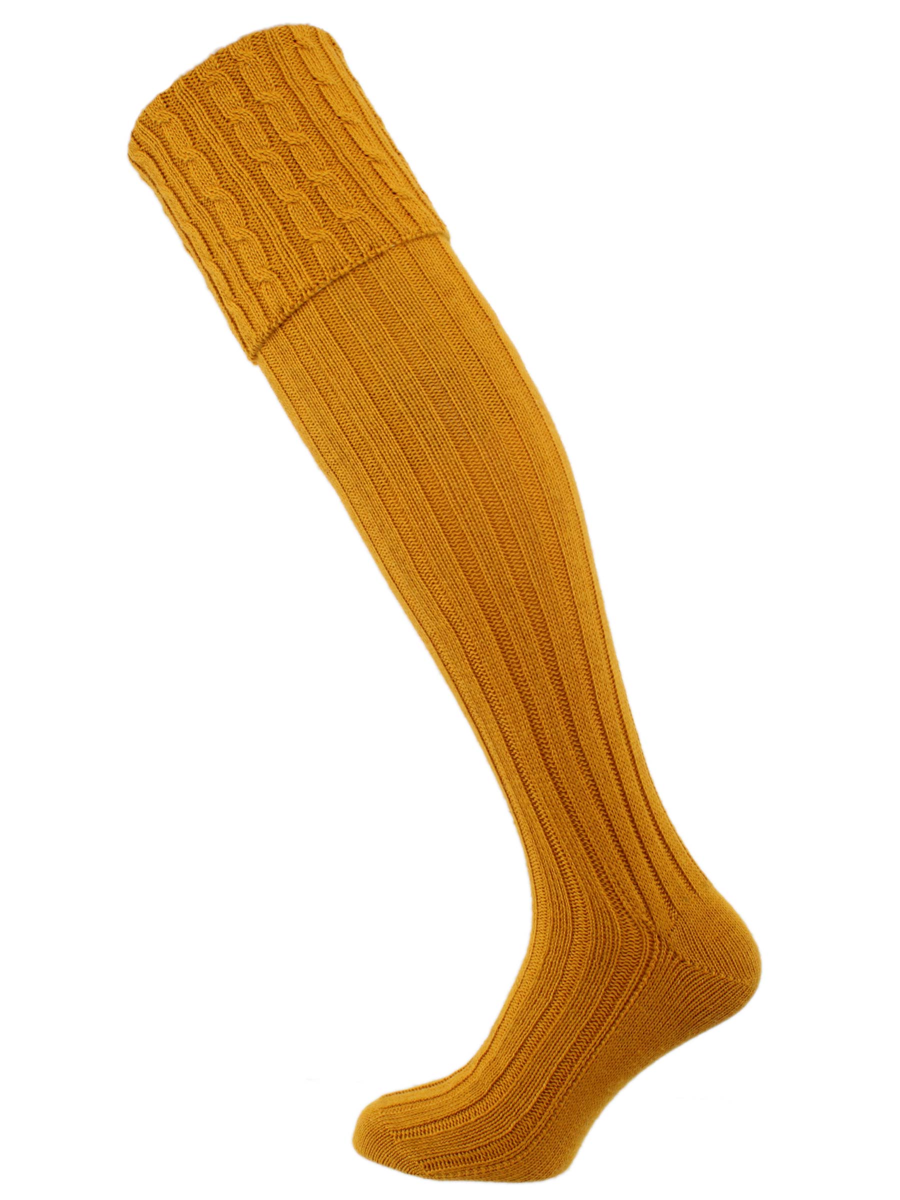 The Harris Extra Long Leg Cable Top Shooting Sock, Gold