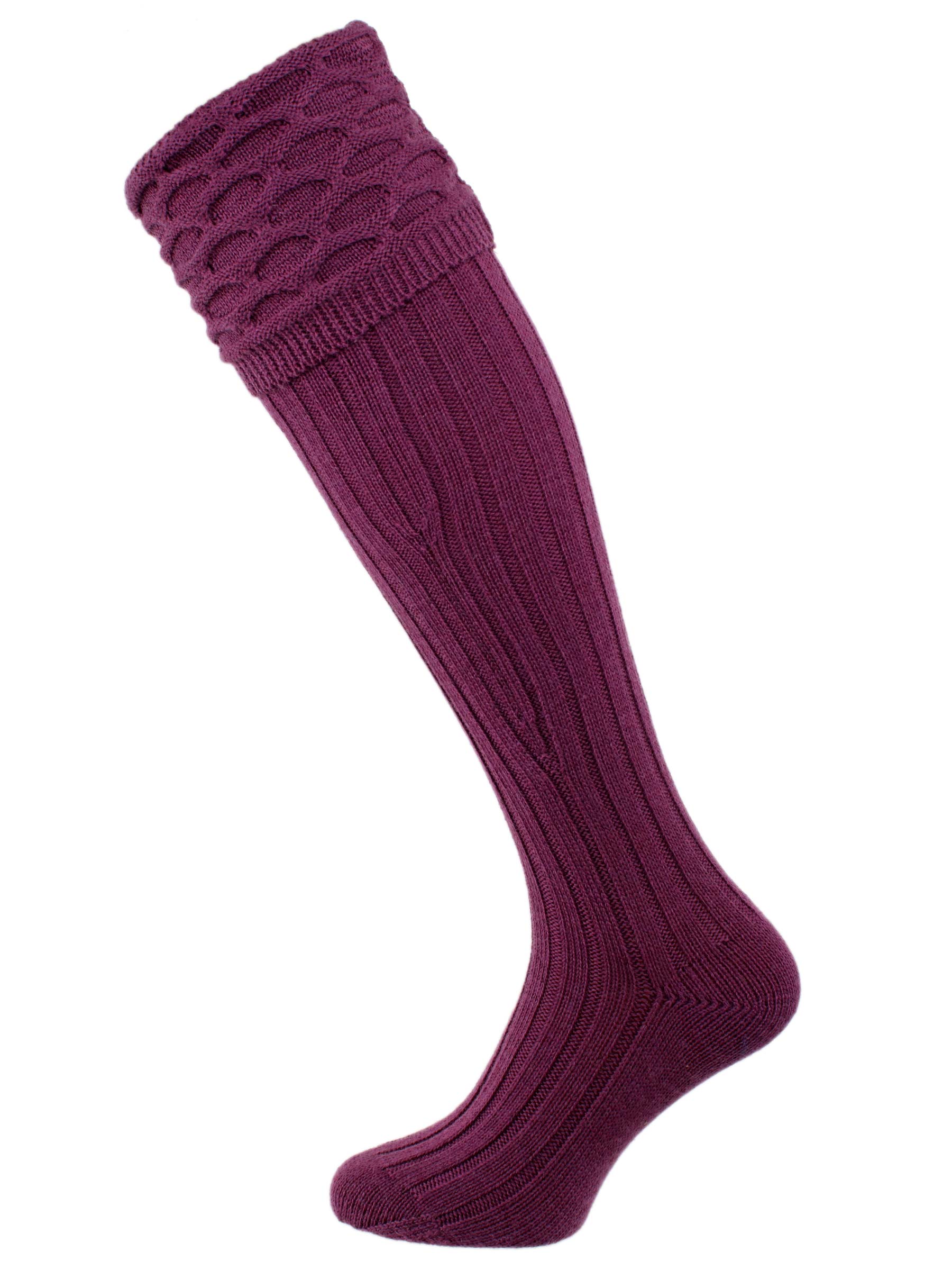 The Crown Merino Wool Shooting Sock, Damson