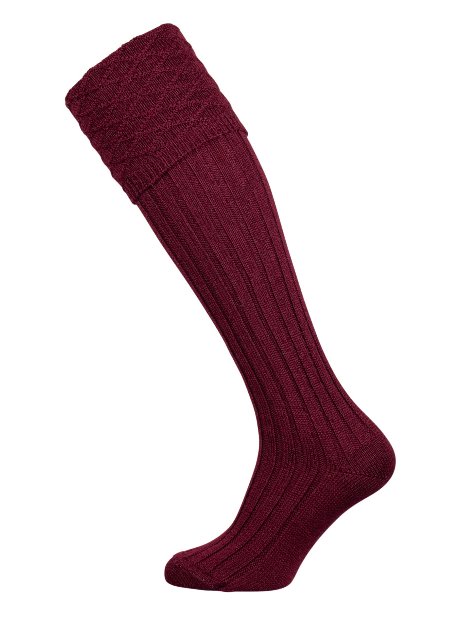 The Savile Merino Wool Shooting Sock, Burgundy