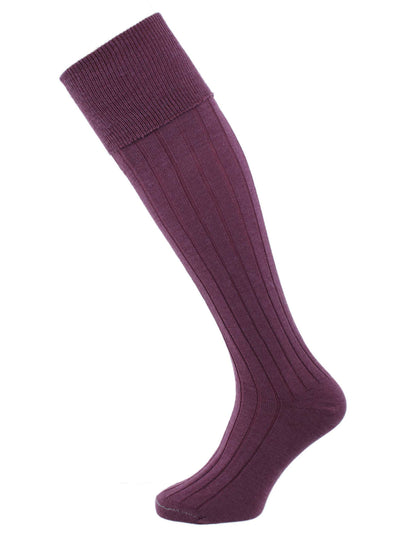 The Flint, Fine Knit Merino Wool Shooting Sock, Damson
