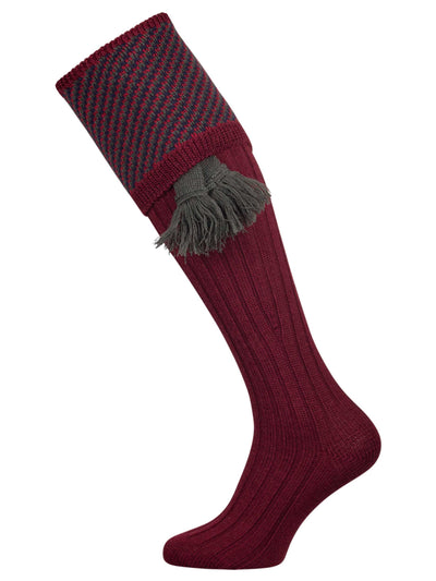 Merino wool shooting sock in burgundy 