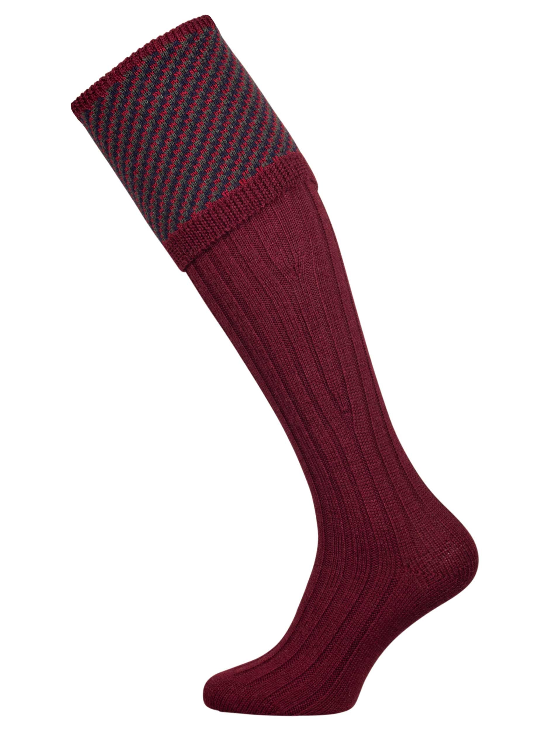 Merino wool shooting sock in burgundy 