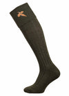 The Dymock Embroidered Pheasant, Wool Shooting Sock, Olive