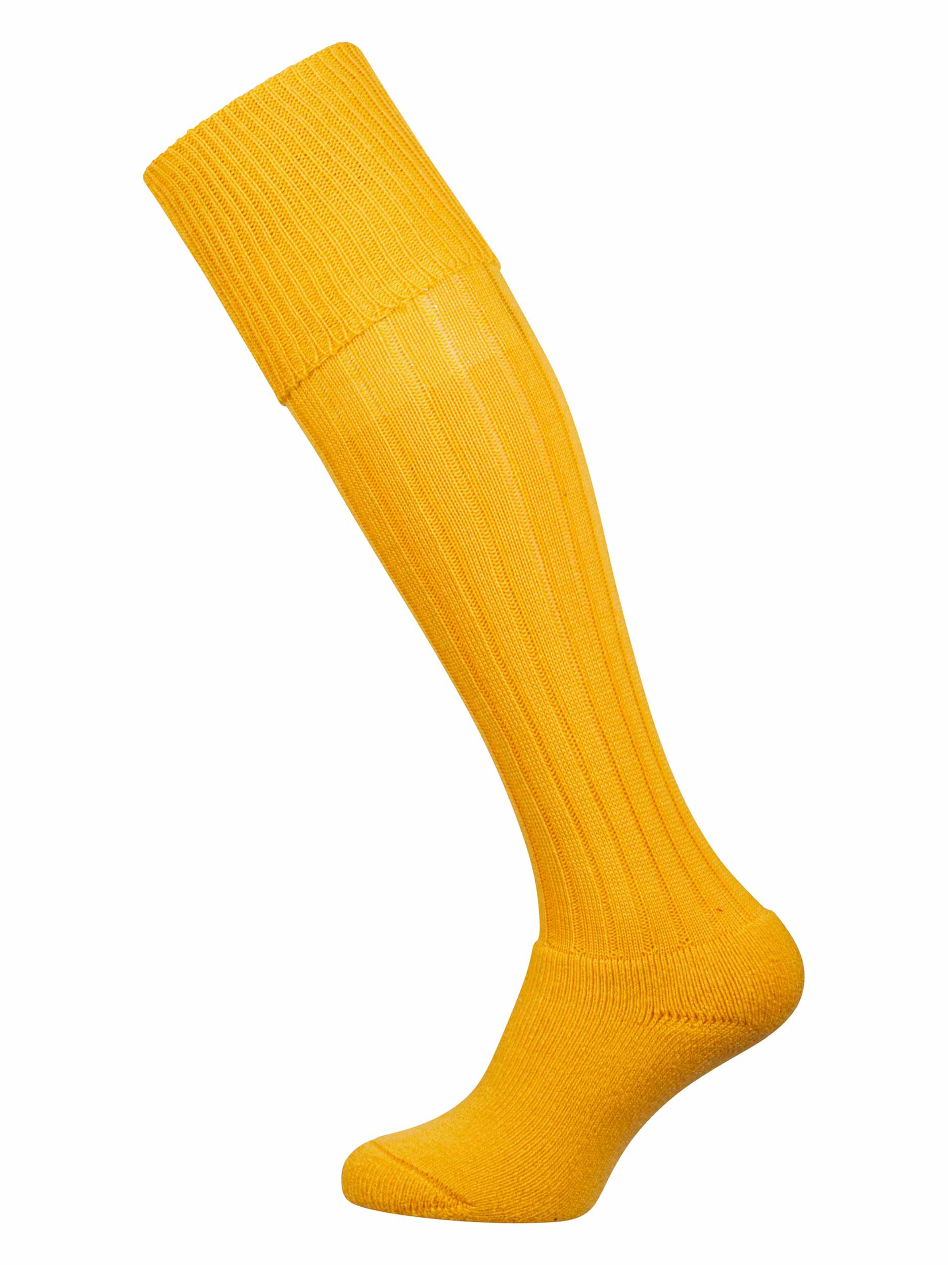 Yellow knee-high sock on a white background