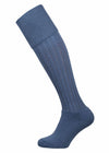 Full length knitted merino wool socks in pale blue.