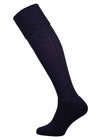 Long knitted merino wool socks in navy blue