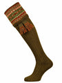 A classic fairisle knit pattern on a ribbed leg makes this shooting sock in deep green a refined choice.