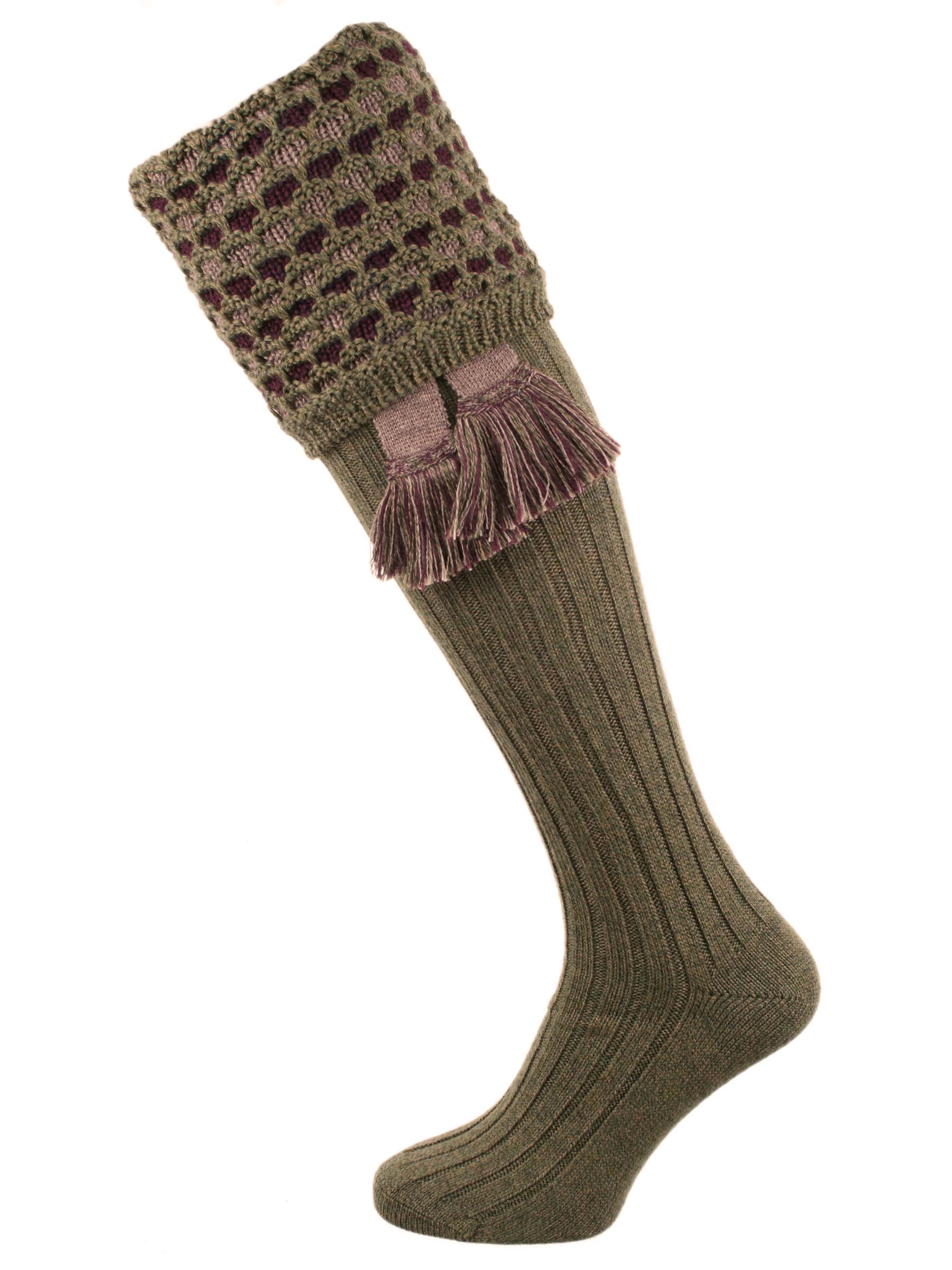 The Honeycomb Shooting Sock with Garter, Bracken