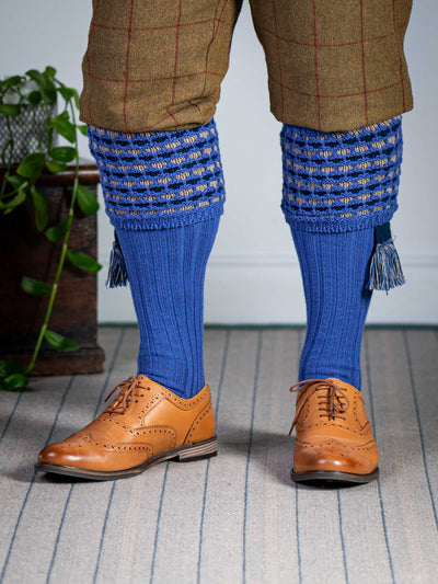The Honeycomb Shooting Sock with Garter, Dusky Blue