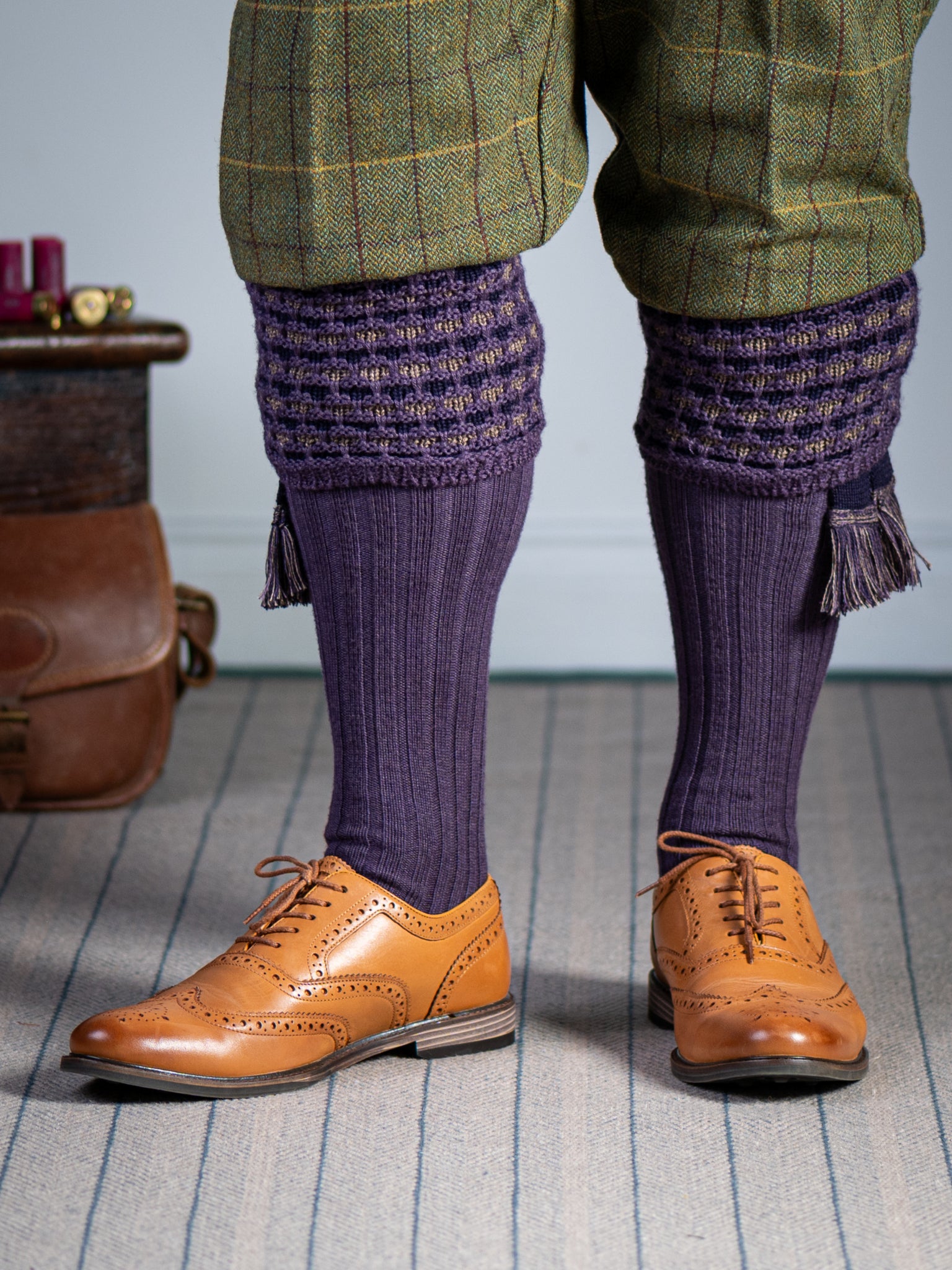 Thistle Honeycomb Shooting Socks & Garters | Knitted In UK