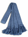 Blue knitted shooting sock garter ties with navy blue fringe
