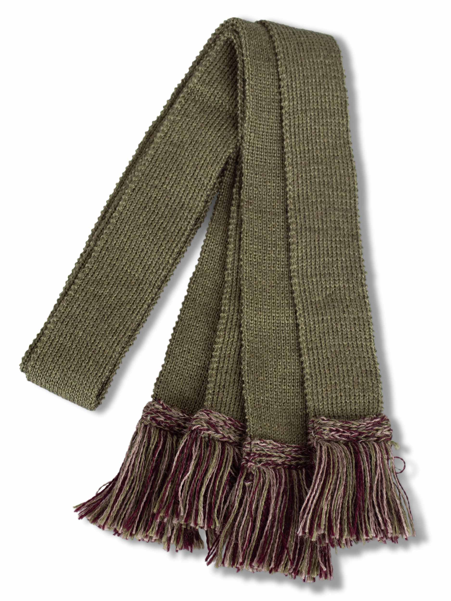 Dark Olive with Dark Olive, Mulberry & Bison, Shooting Sock Garter Ties | The Shooting Sock Co