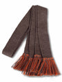 Knitted sock garter ties with fringe in brown and orange