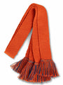 Knitted sock garter ties with fringe in orange and blue