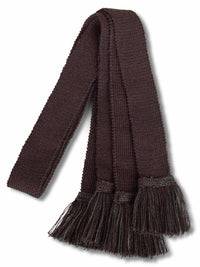 Knitted sock garter ties with fringe in brown and dark green