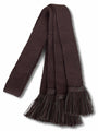 Knitted sock garter ties with fringe in brown and dark green