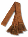Knitted sock garter ties with fringe in brown and green