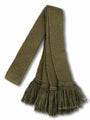 Knitted sock garter ties with fringe in mid khaki and green