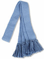 Knitted sock garter ties with fringe in sky blue and navy