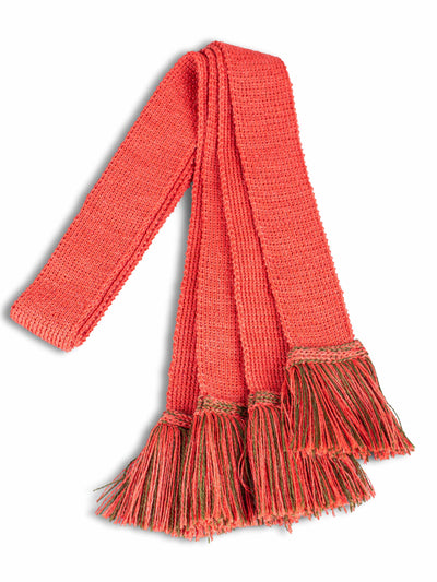 Shooting Sock Knitted Garters, Two Tone Coral Pink with Khaki Fringe