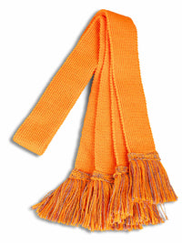 Shooting Sock Knitted Garter Ties, Sunset Orange with brown fringe