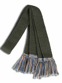Green knitted Garters for Shooting Socks with blue and beige tassel