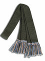 Green knitted Garters for Shooting Socks with blue and beige tassel
