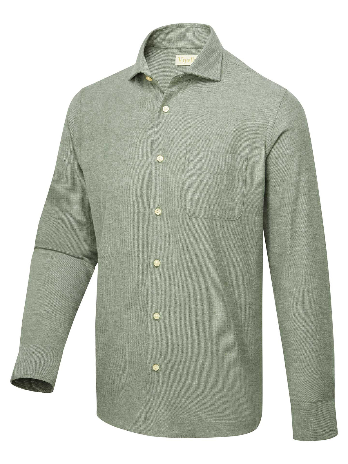 Viyella Mens brushed cotton country shirt, green melange