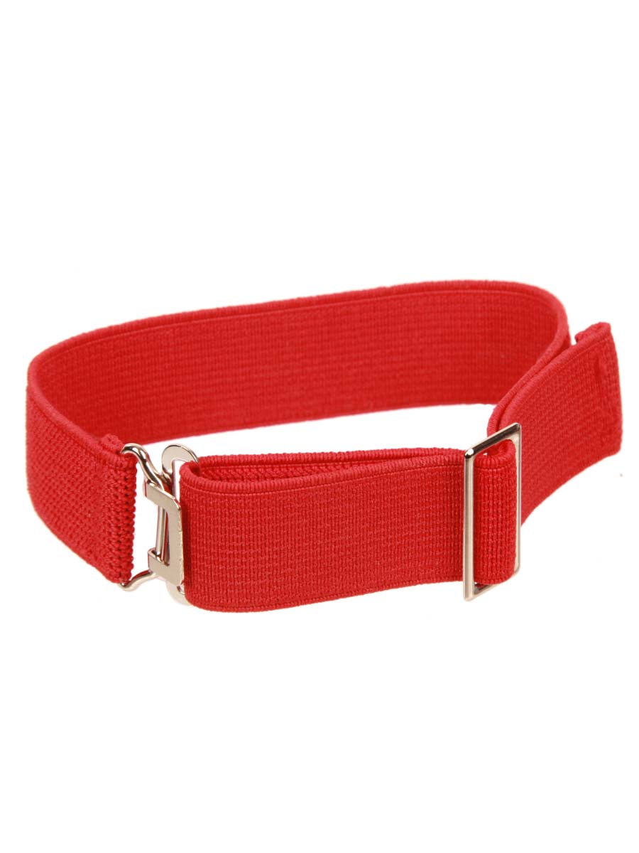 Heavy Gauge, Fully Adjustable Elasticated Sock Garters, Red