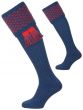 Mid Blue and Red Boughton Shooting Sock from The House of Cheviot