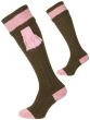 Pennine Shooting Socks, Olive & Pink
