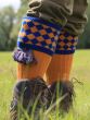 The Fownhope Shooting Sock and Garter, Ochre with Mid Blue