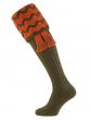 Spruce and Burnt Orange Grafton Shooting Sock with Garter