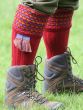 The Honeycomb Knitted Shooting Sock, Brick Red with Cornflower Blue Garter