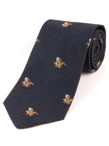Atkinsons 'Flying Woodcock' Wool & Silk Tie - Navy