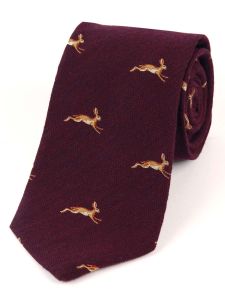 Atkinsons &#039;Hare&#039; Woven Wool &amp; Silk Tie - Burgundy
