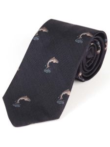 Atkinsons 'Salmon' Wool & Silk Tie - Navy