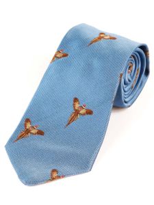 Atkinsons &#039;Soaring Pheasant&#039; Woven Silk Shooting Tie, Blue