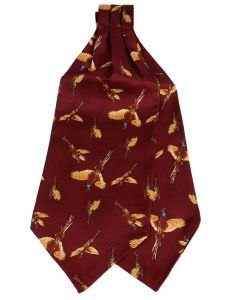 Atkinsons 'Flying Pheasants' Silk Cravat - Wine