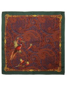 Atkinsons Pheasant Silk Pocket Square, Dark Olive