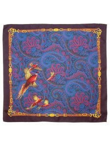 Atkinsons Pheasant Silk Pocket Square, Navy
