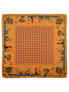 Shooting Scene Silk Pocket Square - Burnt Gold