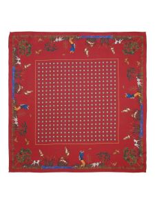 Shooting Scene Silk Pocket Square - Wine