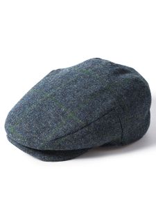 Failsworth Waterproof Tweed Cap, Blue Green Windowpane